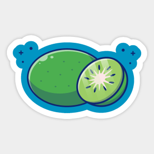 Kiwi And Slices Of Kiwi Cartoon Sticker